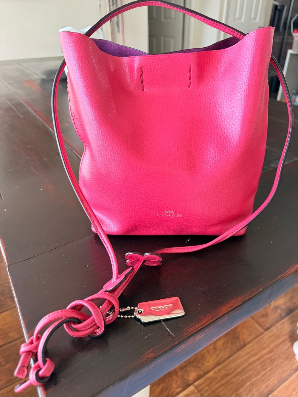 Coach Small Town Vintage Bucket Bag
in smooth strawberry haze pebble leather
EUC